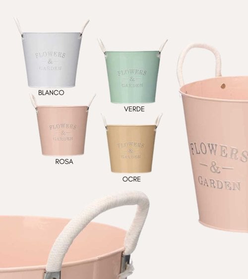 Macetero con Asas Pastel de Metal