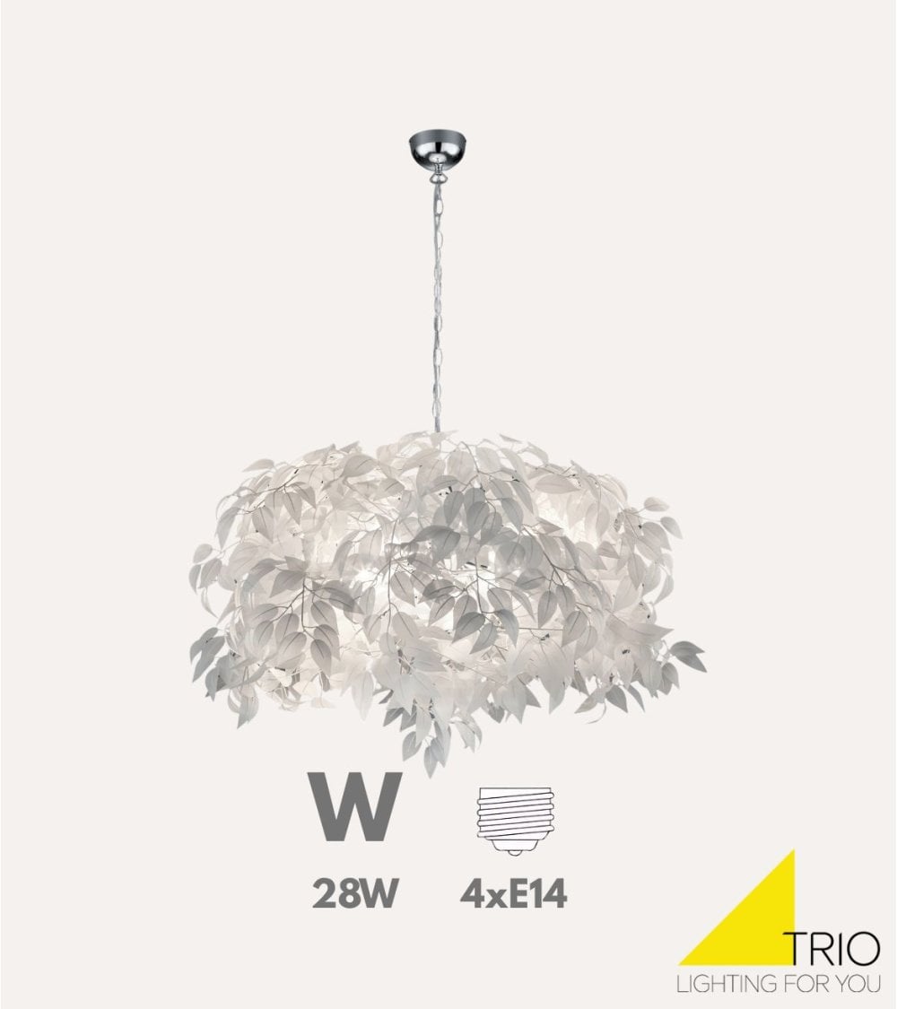 Lámpara Colgante White Leaves 4xE14 28 W