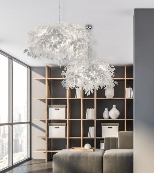 Lámpara Colgante White Leaves 4xE14 28 W