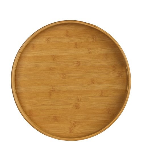 Bandeja Redonda de Madera de Bambú con Asas-2