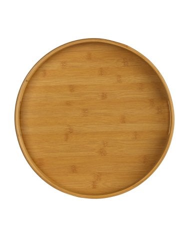 Bandeja Redonda de Madera de Bambú con Asas-2
