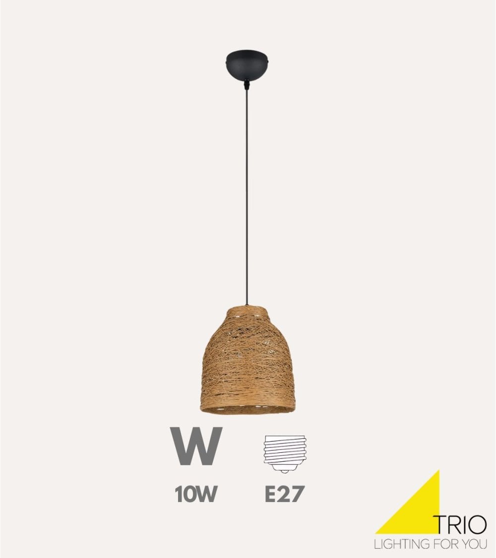 Lámpara Colgante Joelin E27 10 W de Ratán