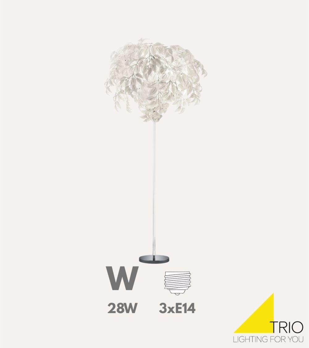 Lámpara de Pie White Leaves 3xE14 28 W