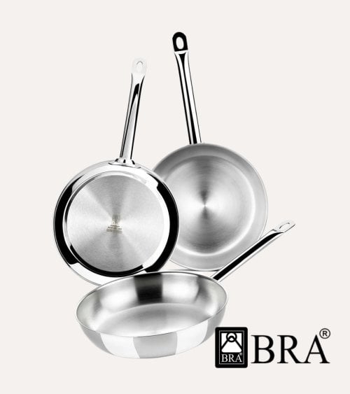 Set de 3 Sartenes Profesional de Acero Inoxidable 18/10
