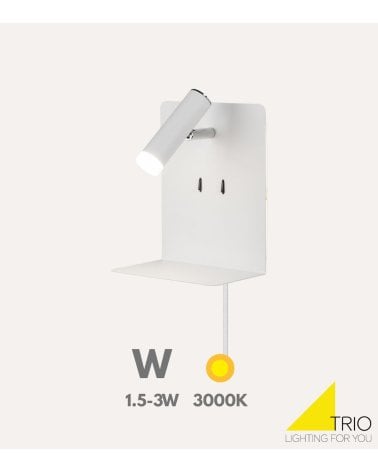 Lámpara de Pared LED con Cargador USB y Repisa para Teléfono