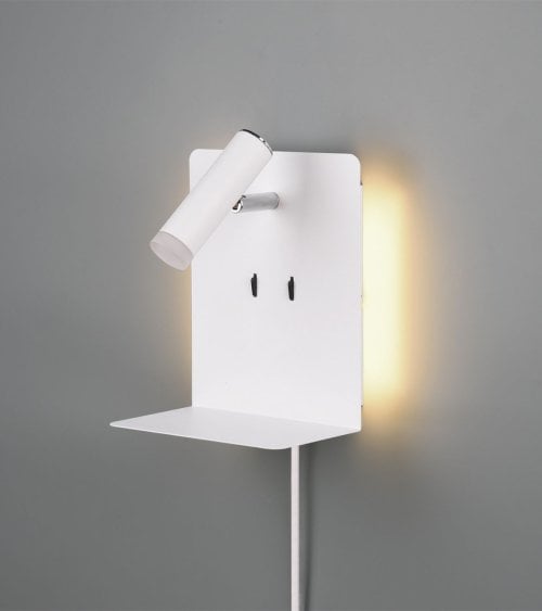 Lámpara de Pared LED con Cargador USB y Repisa para Teléfono