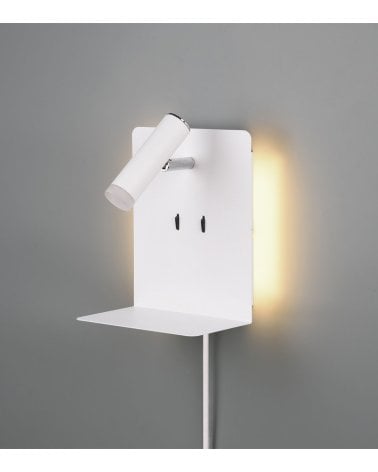 Lámpara de Pared LED con Cargador USB y Repisa para Teléfono