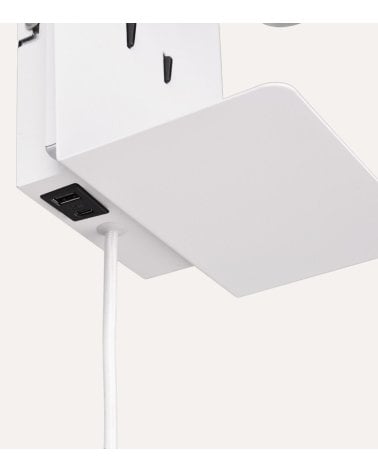 Lámpara de Pared LED con Cargador USB y Repisa para Teléfono