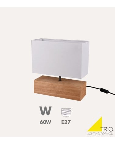 Lámpara de Mesa Woody Rectangular E27 60 W con Base de Madera
