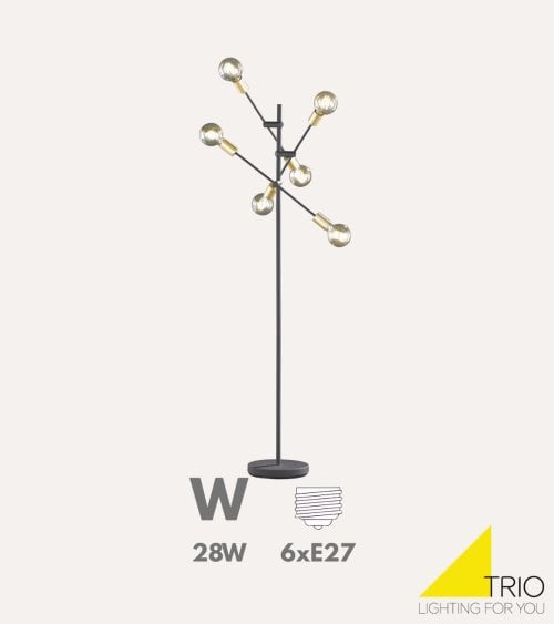 Lámpara de Pie Multibrazo Cross con 6 Puntos de Luz