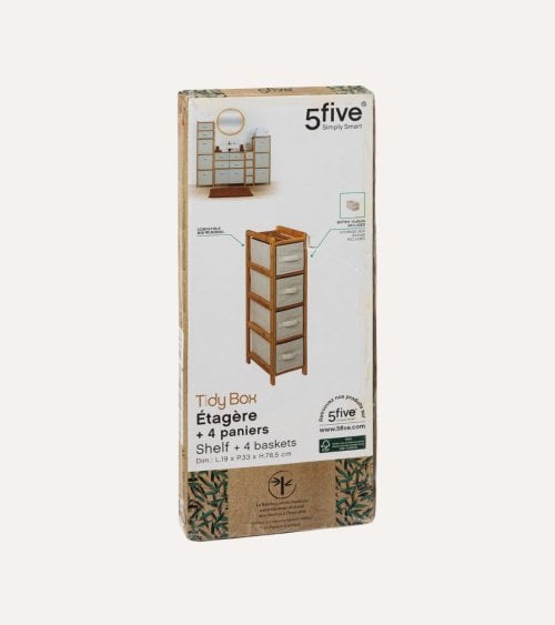 Estantería para Baño Tidy Box con 4 Cestas de Bambú