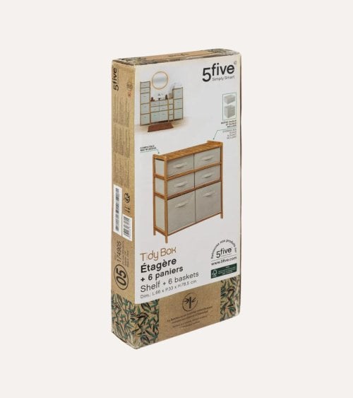Estantería para Baño Tidy Box con 6 Cestas de Bambú