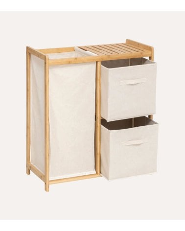 Estantería para Baño Tidy Box con 2 Cestas y Un Saco de Bambú