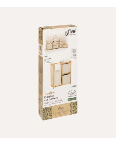 Estantería para Baño Tidy Box con 2 Cestas y Un Saco de Bambú