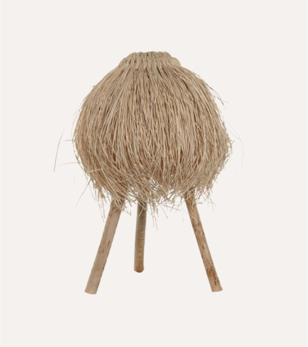 Lámpara de Mesa Coco de Ratán y Madera