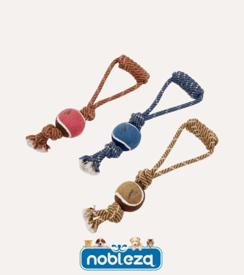 Cuerda Doble Color con Pelota para Juguete de Perro