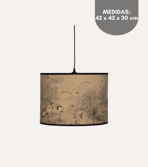 Lámpara Colgante Garzas de Bambú y Hierro