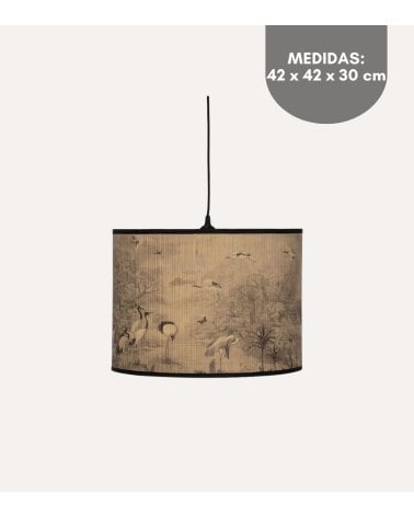 Lámpara Colgante Garzas de Bambú y Hierro