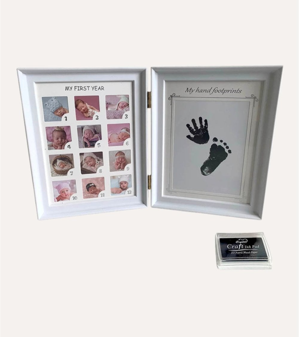 Marco de Fotos Múltiple de Primer Año y Huellas para Bebé