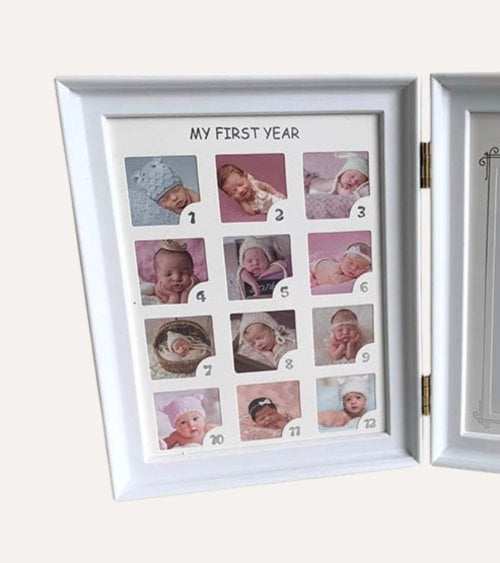 Marco de Fotos Múltiple de Primer Año y Huellas para Bebé