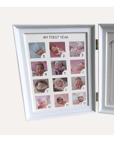 Marco de Fotos Múltiple de Primer Año y Huellas para Bebé