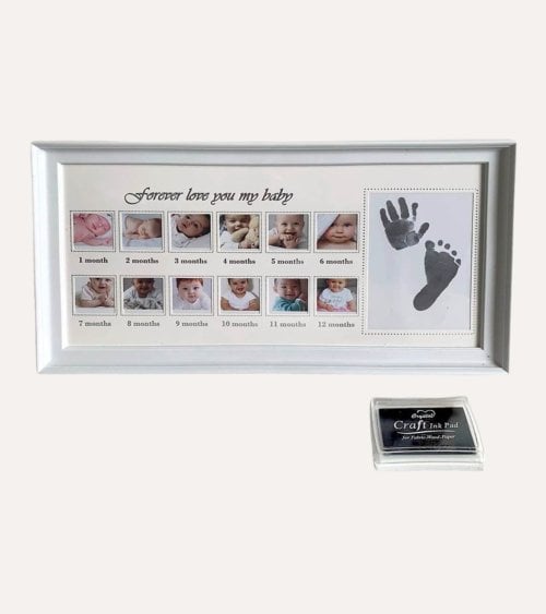 Marco de Fotos de Primer Año y Huellas para Bebé