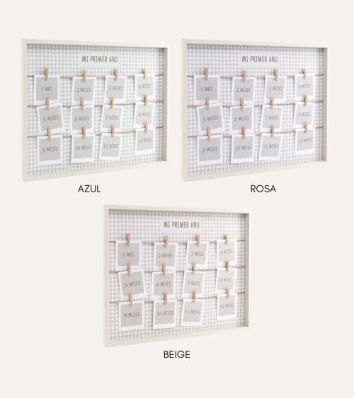 Marco de Fotos Primer Año con Pinzas para Bebé