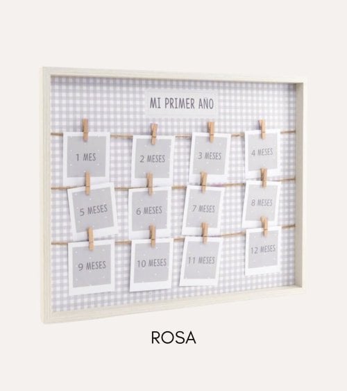 Marco de Fotos Primer Año con Pinzas para Bebé