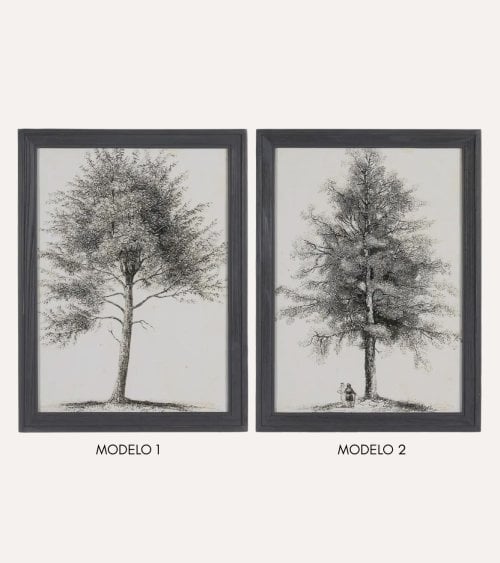 Cuadro Impresión Árbol Vintage de Madera de Abeto