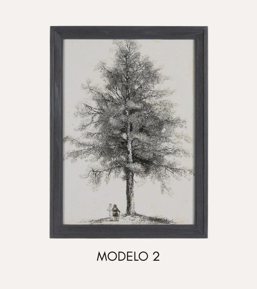 Cuadro Impresión Árbol Vintage de Madera de Abeto