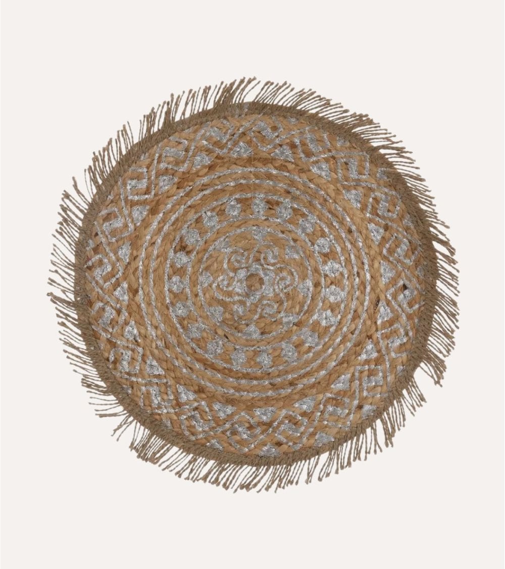 Salvamantel Impreso Plata de Fibra Natural