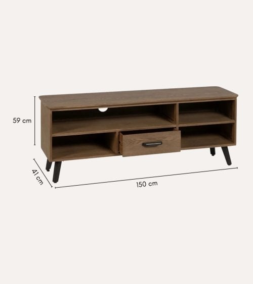 Mueble de TV Paul de Madera de Abeto y Hierro