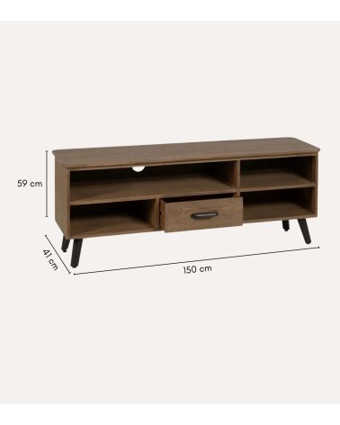 Mueble de TV Paul de Madera de Abeto y Hierro