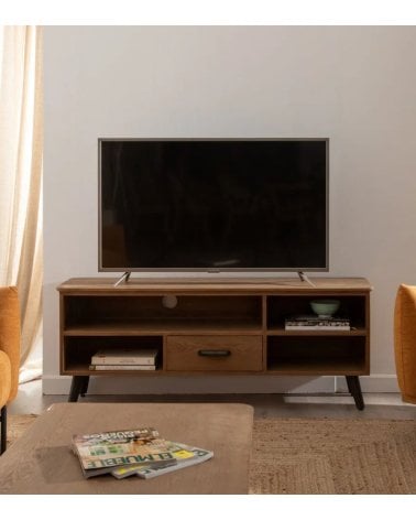 Mueble de TV Paul de Madera de Abeto y Hierro