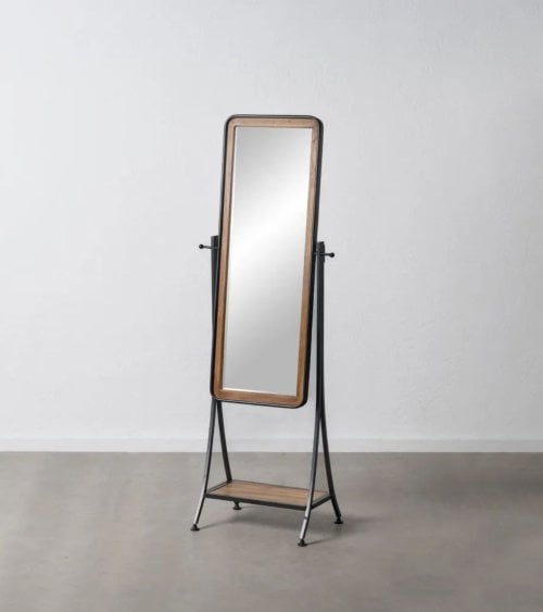 Espejo de Pie Paul de Madera de Abeto y Hierro