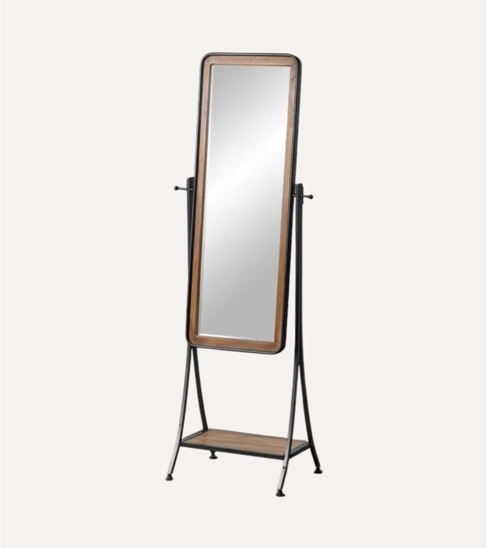 Espejo de Pie Paul de Madera de Abeto y Hierro