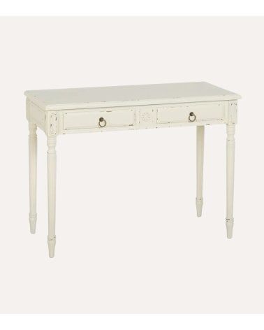 Consola Bianca con 2 Cajones de Madera de Abeto