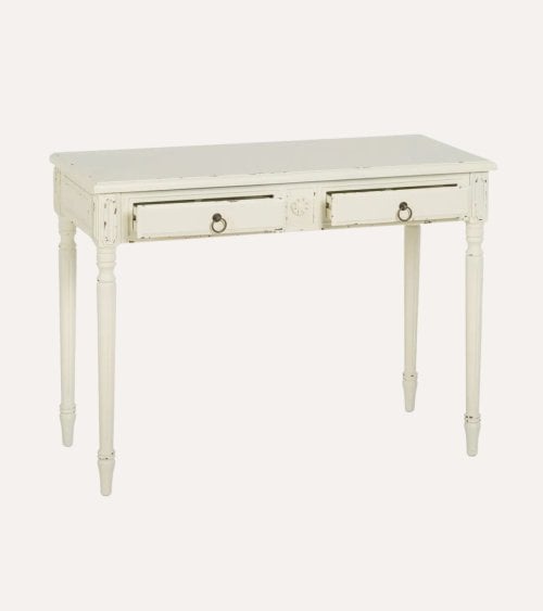 Consola Bianca con 2 Cajones de Madera de Abeto
