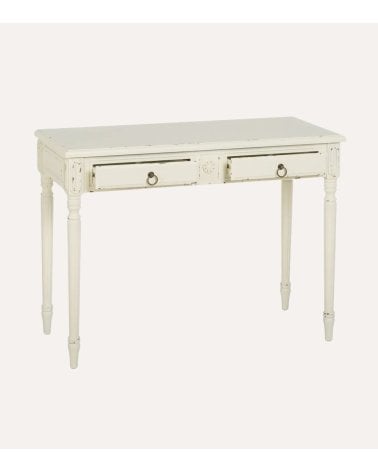 Consola Bianca con 2 Cajones de Madera de Abeto