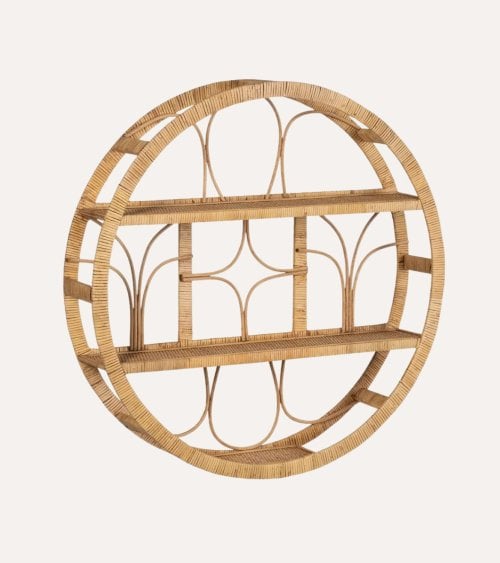 Estantería de Pared Circular Boho de Ratán