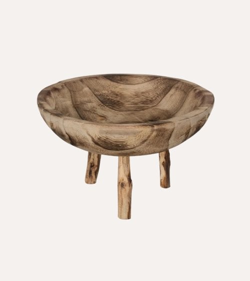 Centro de Mesa Redondo de Madera de Paulonia