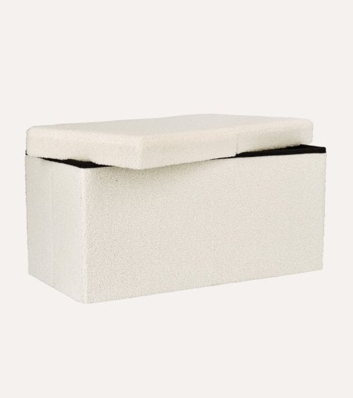 Puff Doble Plegable de Borreguillo con Almacenaje