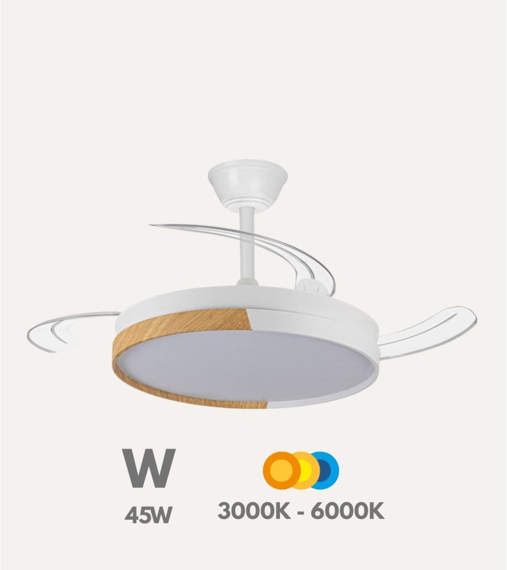 Ventilador de Techo y Lámpara LED Ecoro con Aspas Retráctiles