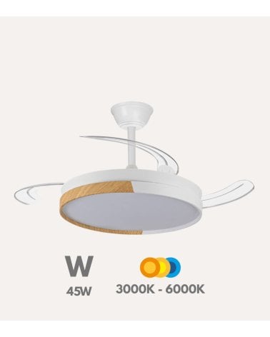 Ventilador de Techo y Lámpara LED Ecoro con Aspas Retráctiles