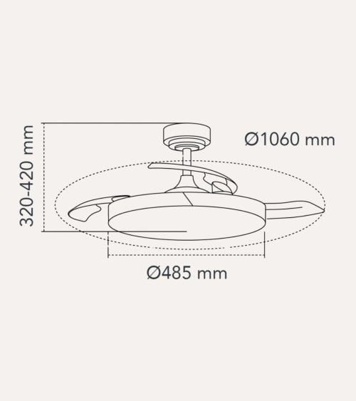 Ventilador de Techo y Lámpara LED Ecoro con Aspas Retráctiles