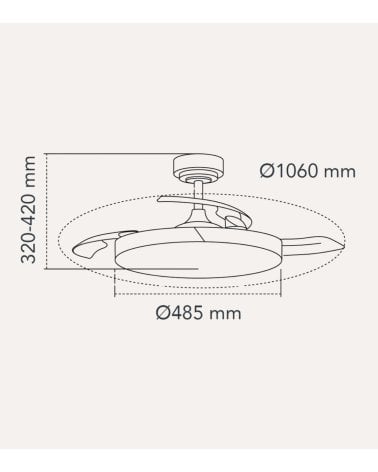 Ventilador de Techo y Lámpara LED Ecoro con Aspas Retráctiles
