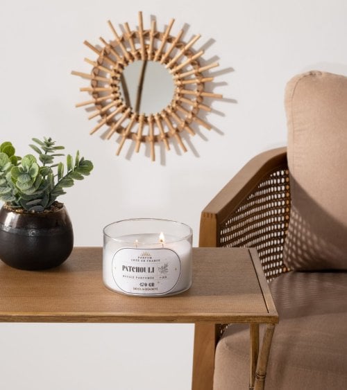 Vela Aromática Doble Snow con Base de Cristal