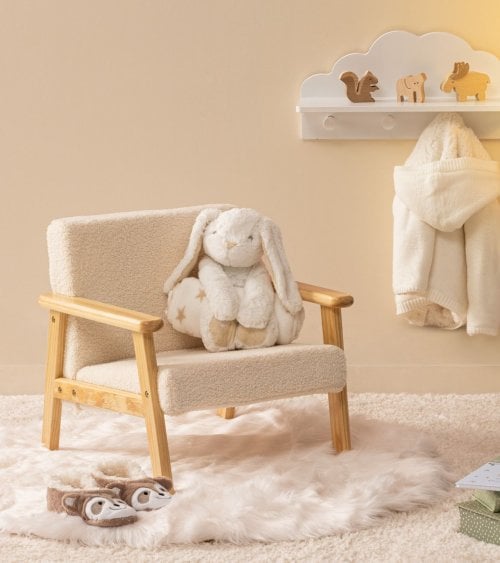 Sillón Infantil Basile de Madera y Borreguillo