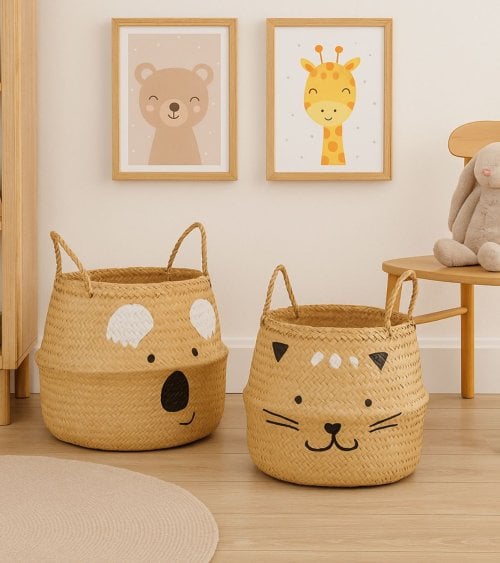 Cesta Infantil Plegable Gato de Caña