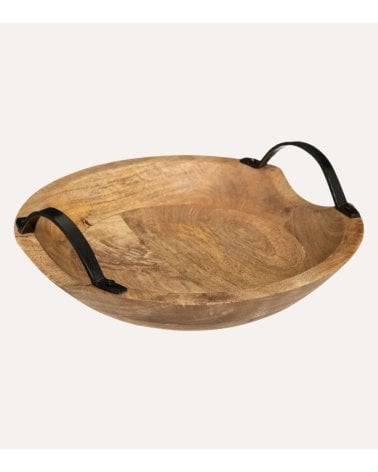 Bandeja Decorativa Wild de Madera de Mango con Asas de Metal